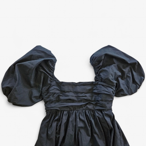 Abercrombie & Fitch Emerson Puff Sleeve Square Neck Flared Mini Dress in Black M - Picture 4 of 11